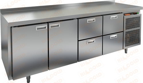 Холодильный стол HICOLD SN 1122 BR2 BT, бок, 4 ящика, 2 двери (-18...-10°С)